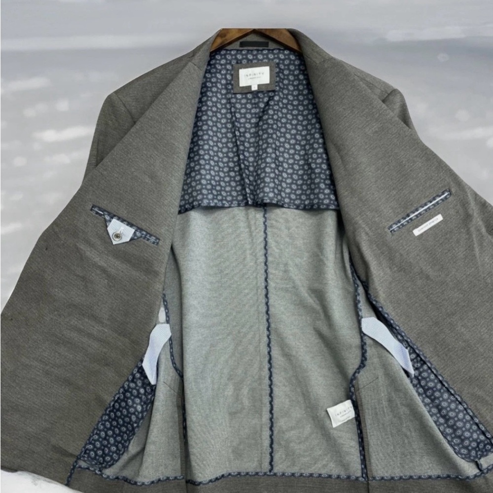 Infinity Linearflex Modern Fit Stretch Fabric Blazer Gray Men’s Stylish Jacket - Picture 8 of 8